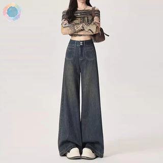 S-5XL กางเกงยีนส์เอวสูง กระบอกใหญ่ ทรงสวย ใส่ สบาย แมทง่าย ใส่ได้ทุกลุค