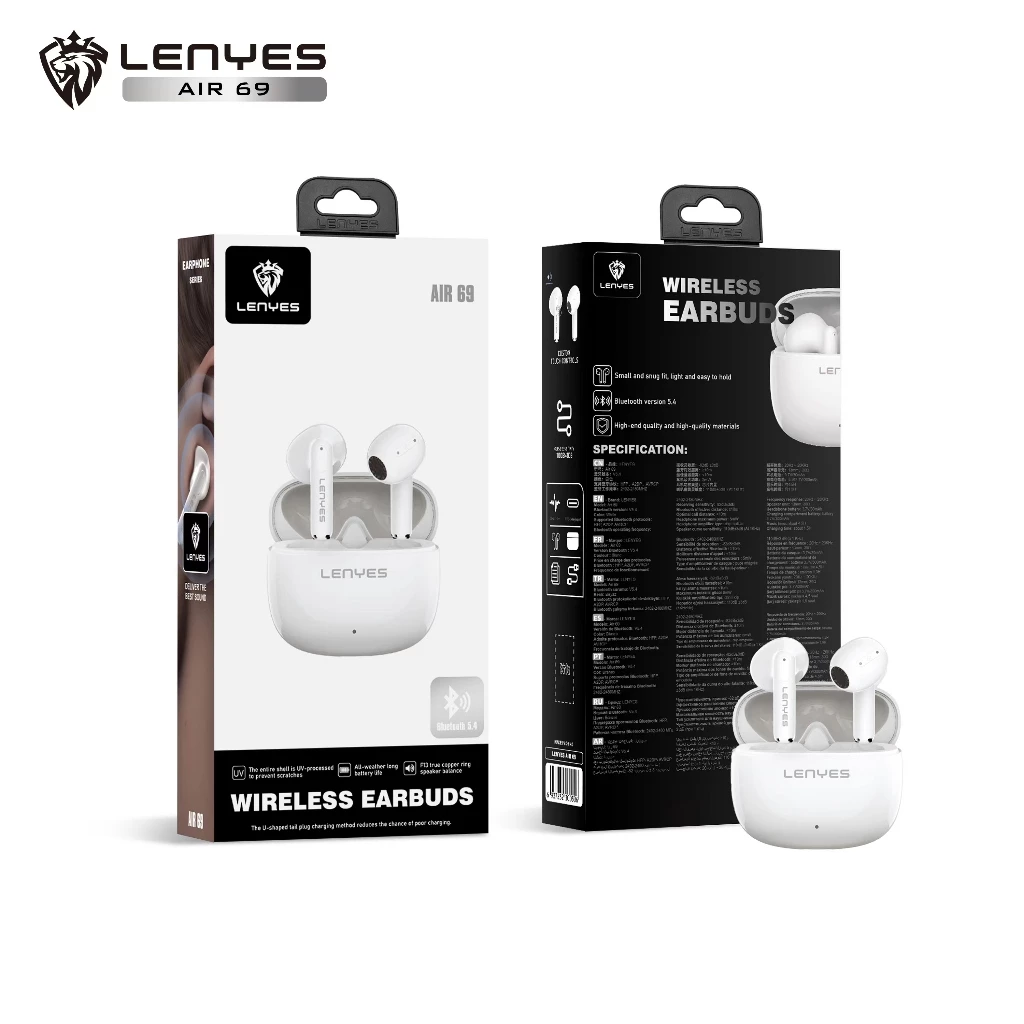 Lenyes หูฟังบลูทูธ Wireless Earbuds รุ่น AIR 69 Bluetooth 5.4 ประกัน 1 ปี