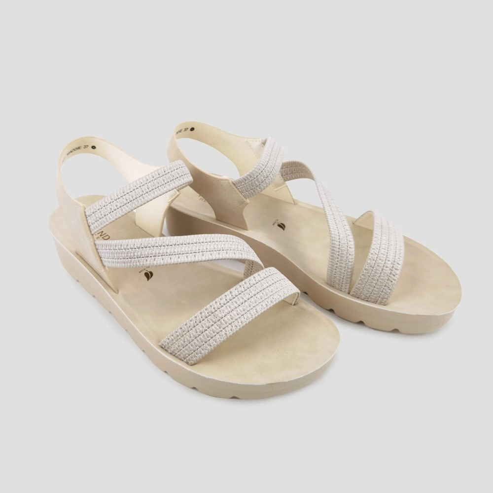 TREND รองเท้าหนัง PU/รองเท้าแตะรัดส้น ส้น 4 CM. รุ่น MADDIE สี L.BEIGE l รองเท้าแตะ ผู้หญิง