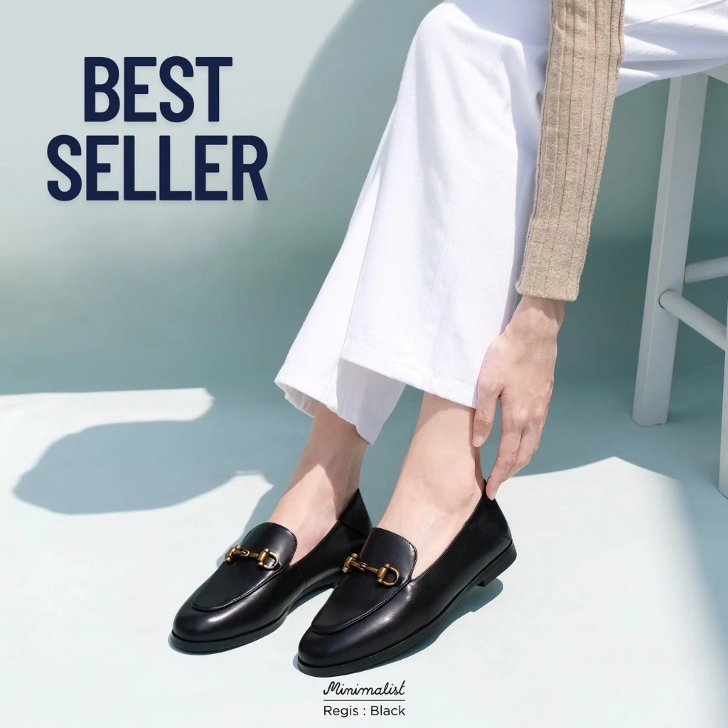 𝐌𝐈𝐍𝐈𝐌𝐀𝐋𝐈𝐒𝐓 รองเท้าโลฟเฟอร์หนังวัว รุ่น Regis (black) ใส่เหยียบส้นได้ กับ 2 look ในคู่เดียว