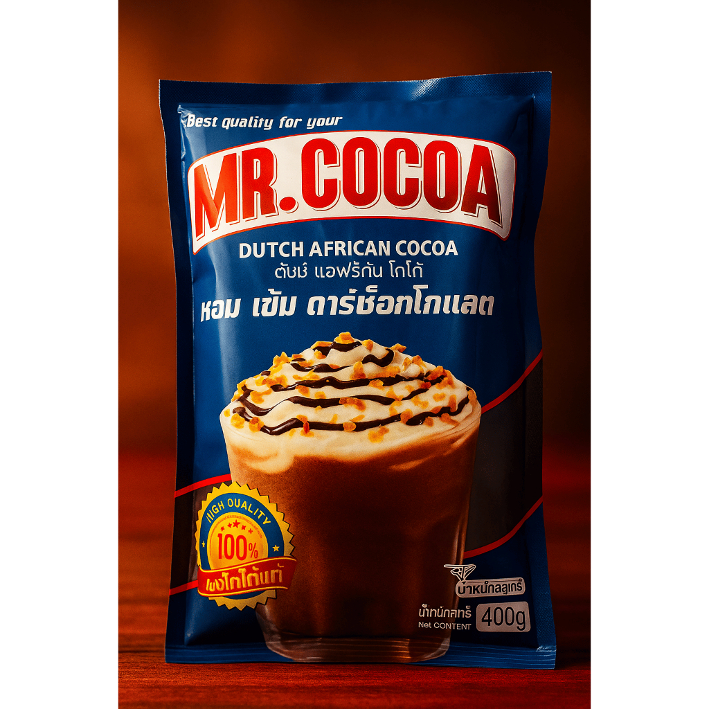 ผงโกโก้ ตรามิสเตอร์โกโก้ Mr.cocoa  โกโก้พรีเมียม หอม เข้ม เต็มรสชาติแท้ 100% ไม่ใส่น้ำตาล