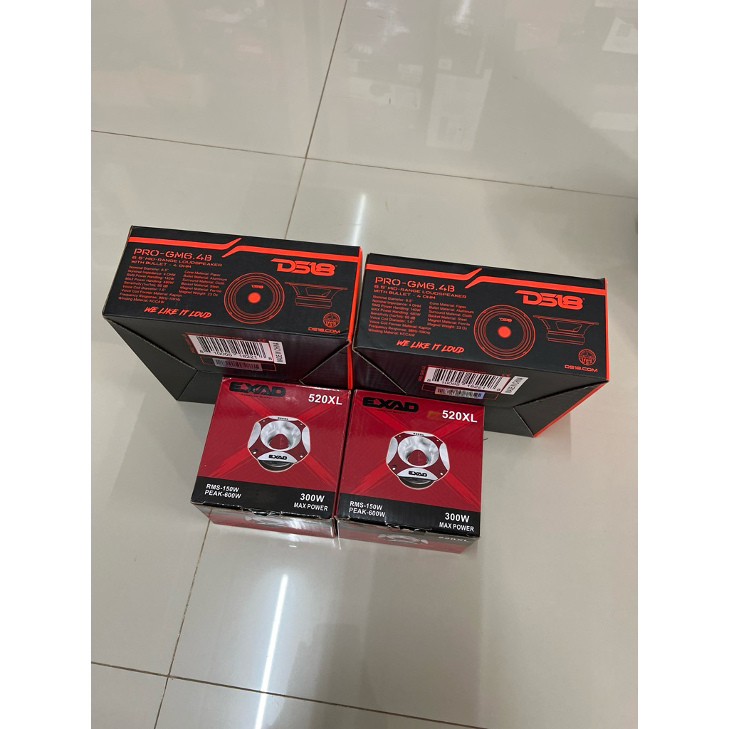 ชุดละ 5869บาท 6.5“DS-18 Pro-GM6.4B 2ดอก แหลมมัจจุราช EXAD รุ่น 520XL 2ดอก ลำโพงติดรถยนต์