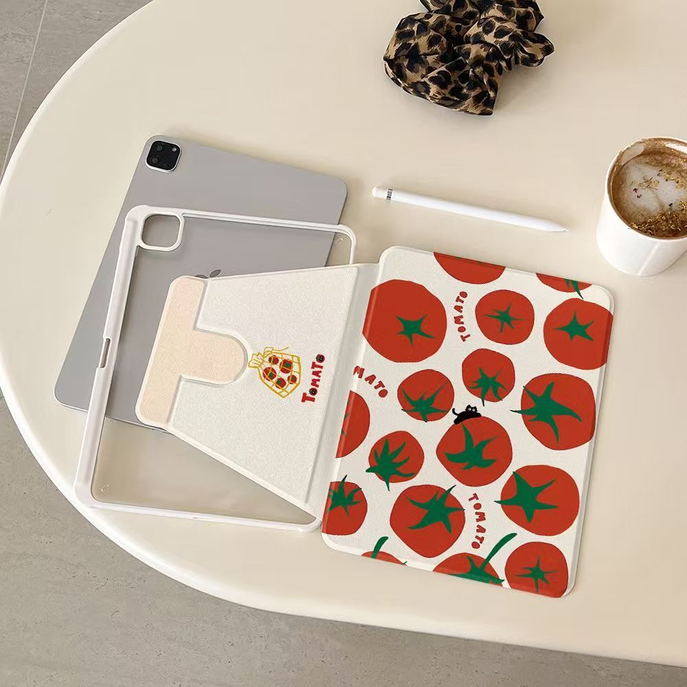 เคสไอแพด Gen11 Gen9 Cute Tomato หมุนได้ 360° iPad Air6 Air7 วัสดุ PC Gen10 gen8 10.2 mini7 Pro11