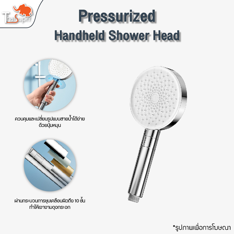 Xiaomi Mijia Pressurized Handheld Shower Head ฝักบัวแรงดันสูง ฝักบัวมือถือเพิ่มแรงดัน ฝักบัวกรองน้ำ ปรับได้ 3 โหมด