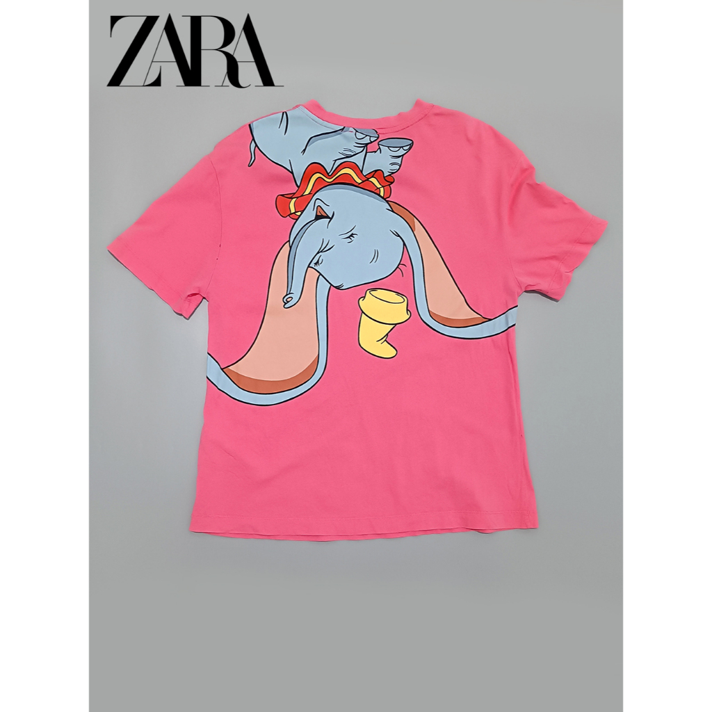 Zara เสื้อยืดสีชมพู ลาย ดัมโบ้ Dumbo ไซซ์ M (มือ2) ของแท้