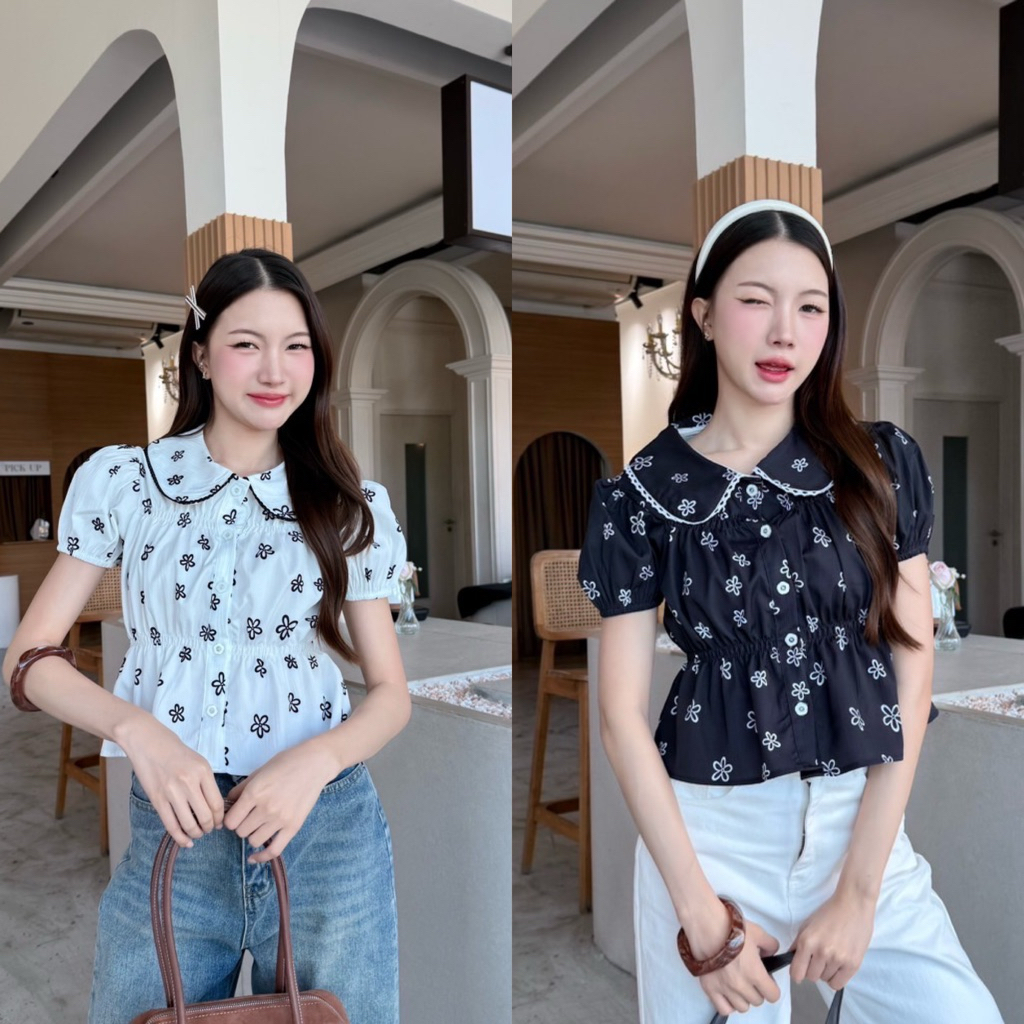 Khun studio เสื้อคอบัวแขนตุ๊กตา