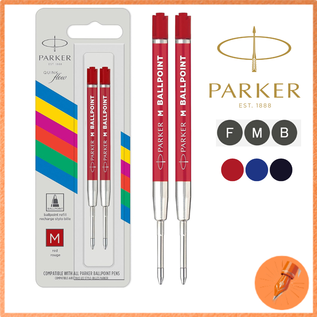 PARKER Ballpoint and Gel Pen Refills - Black, Blue and Red 1 pc or 2 pcs