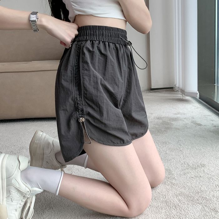 กางเกงขาสั้นคาร์โก้สำหรับผู้หญิง กางเกงขาสั้นลำลอง ทรงหลวม เอวยางยืด ดีไซน์เชือกผูกด้านข้าง ใช้งานได้หลากหลายสำหรับสวมใส - รูปที่ 7