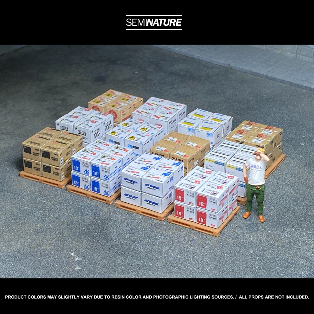 พร้อมส่ง อัพเกรดใหม่! ชุดกล่องล้อบนพาเลท สเกล 1/64 ขนาด 1:64 พาเลทเป็นงาน 3D เรซิ่น 3D Resin งานดิบ งานทำสี