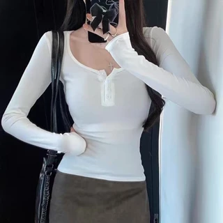 เสื้อยืดแขนยาว สไตล์เรียบหรู ทรงเข้ารูป