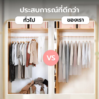 Naju ถุงคลุมเสื้อ ถุงเก็บเสื้อผ้า Dust Cover สีใส มีซิป กันฝุ่น กันน้ำ สามารถคลุมสูท เดรส แขวนได้ หนาใส มองเห็นชุด
