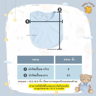 Babytrend ผ้ากันเปื้อนเด็ก “ปักชื่อ” เด็กแรกเกิด 0-2 ขวบ สีพื้นผ้าคอตตอนยืดนุ่มๆ (1 ชิ้น)