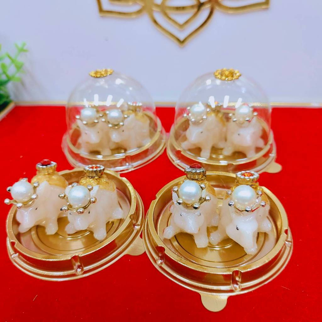 มุสิกะขาวทองมงกุฏจิ๋ว โดมทอง ราคา 1 คู่ ต่อโดม ถวายพระพิฆเนศ