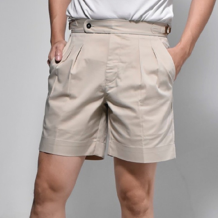 era-won กางเกงขาสั้น รุ่น Double belts Classic Shorts (V2) สี Beige seven