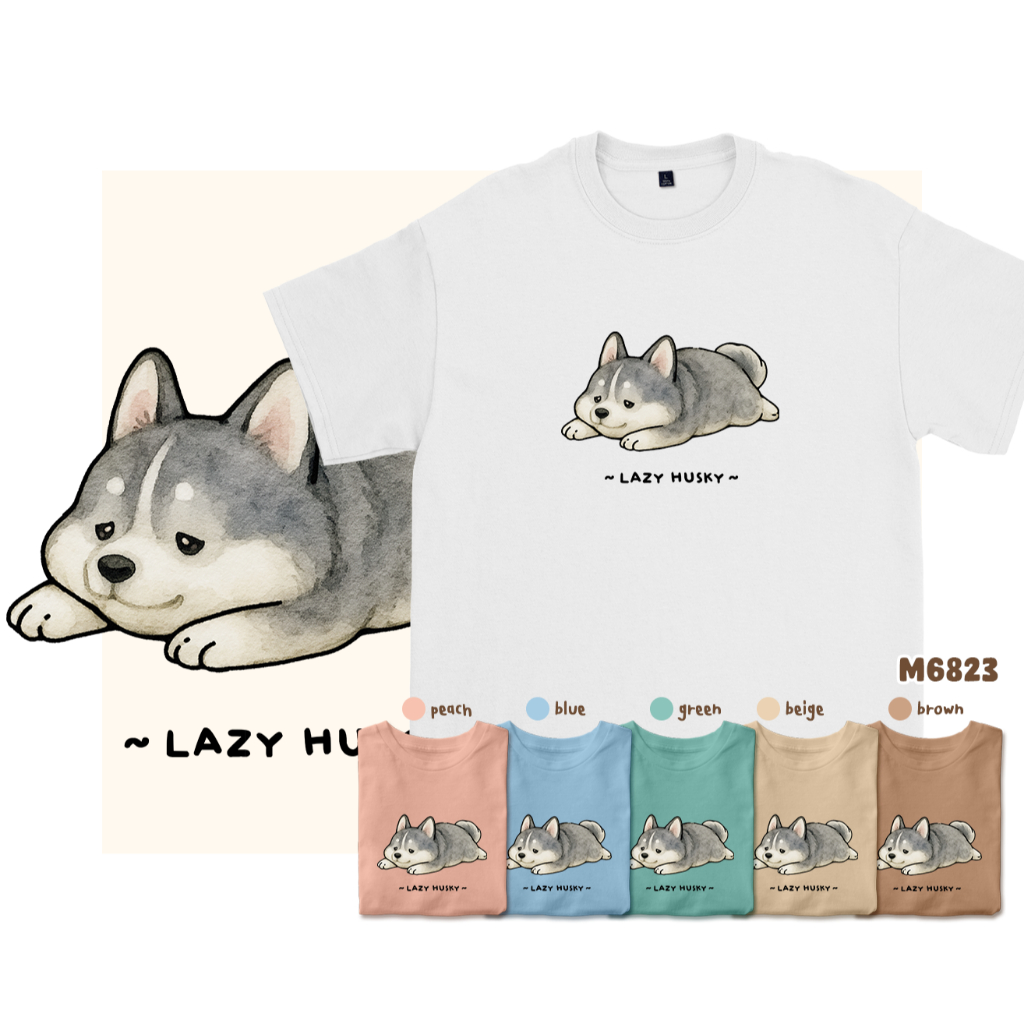 Lazy doggie Tee – Siberian husky m6823