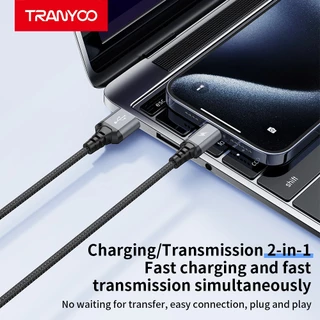 TRANYOO XS6 สายชาร์จเร็ว 3 อิน 1 รองรับ iP/And&oid/Type-C วัสดุอลูมิเนียมอัลลอย ยาว 1.2 เมตร