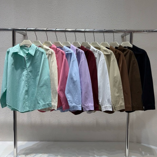 88128 เสื้อเชิ้ตแขนยาว เรียบๆ เบสิคเชิ้ต ผ้าคอตตอนคุณภาพ ใส่แล้วไม่ร้อน wanwan clothing