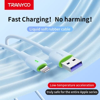 TRANYOO X22 สายชาร์จโทรศัพท์มือถือ 6A 1M USB to Mi&ro/ Type-C/Ligh&ning interface LED light