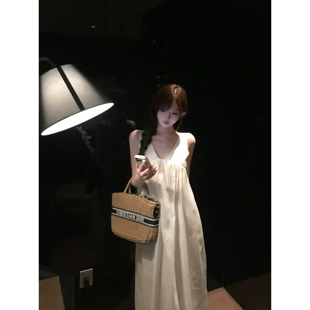 6274# เดรสคอวีแขนกุดตัวยาว กระเป๋าข้าง ผ้าพริ้วสวย งานมีซับในอย่างดี TAG WG.WE 🇰🇷🇰🇷 - รูปที่ 6