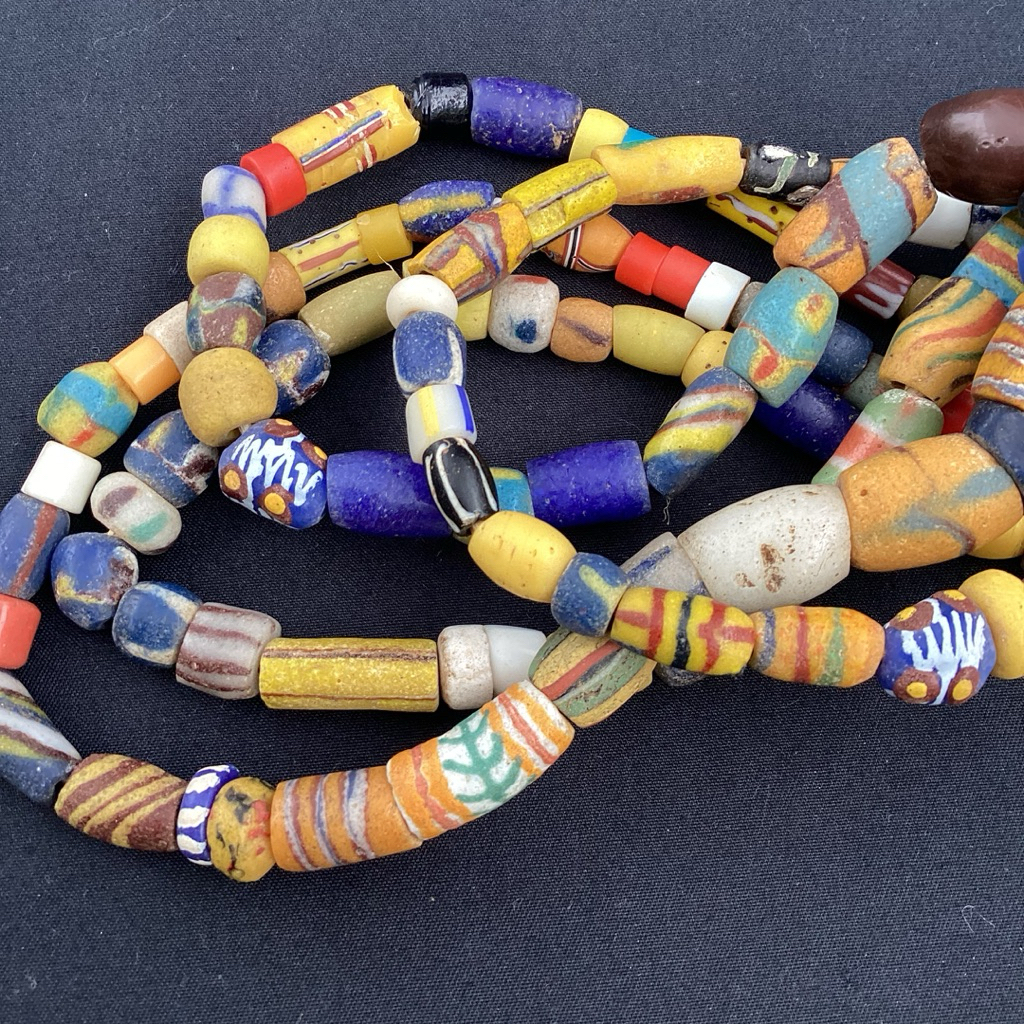 Vintage African Sandcast Glass Trade Beads 4–10mm | Handmade Recycled Beads | ลูกปัดการค้าแก้วแอฟริกา 4–10 มม. - รูปที่ 2