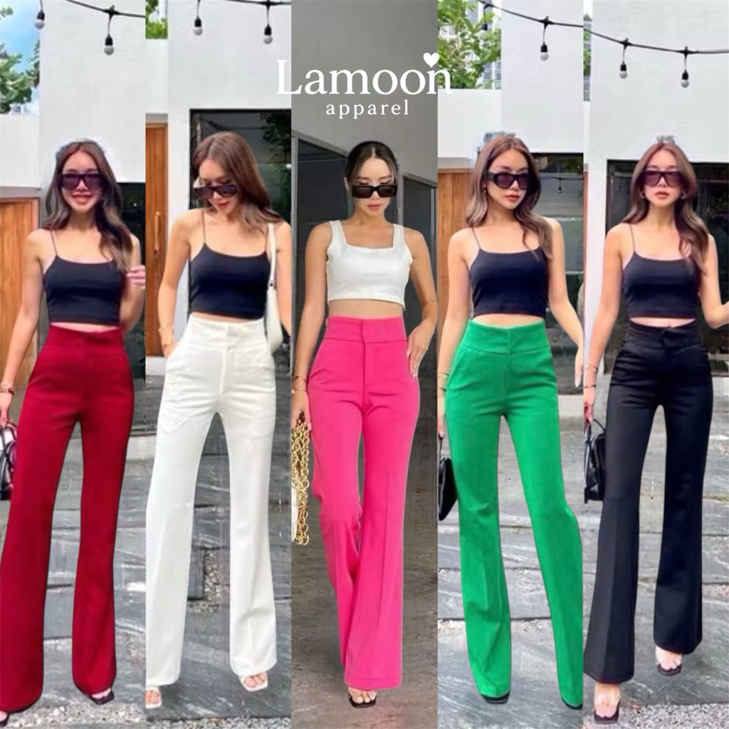กางเกงขายาวขาม้าน้อย Marjorie hotty pant เอวสูง กางเกงแฟชั่นทำงาน by Lamoon Apparel