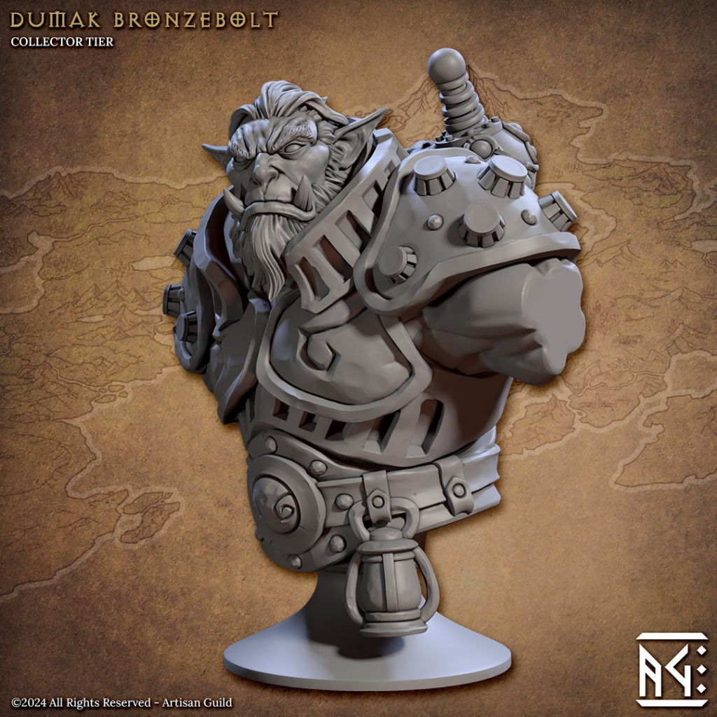 Dumak Bronzebolt (Bust) - Raid at the Temple of Ifrit - Humanoid Orc / 3D printed mini bust ATG