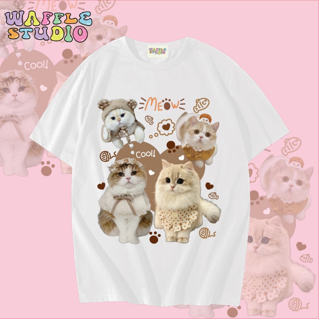 [ ส่งฟรี 🔥 ] WS1748 เสื้อยืดโอเวอร์ไซส์ ผ้าคอตตอน 100% เสื้อยืดเกาหลี เสื้อยืด  WAFFLE STUDIO