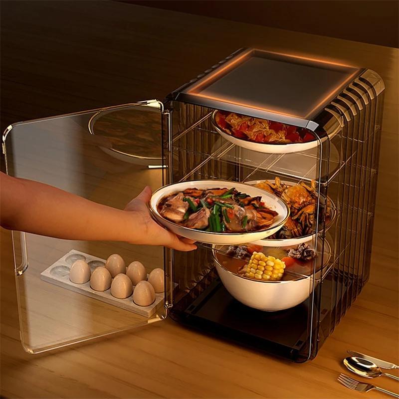 ชั้นเก็บอาหาร คอนโดเก็บอาหาร ผ้าคลุมผักระบายอากาศได้หรูหราพลาสติกใสถอดออกได้กันฝุ่นโต๊ะในครัวกันยุงและแมลงวันกล่องเก็บ - รูปที่ 5