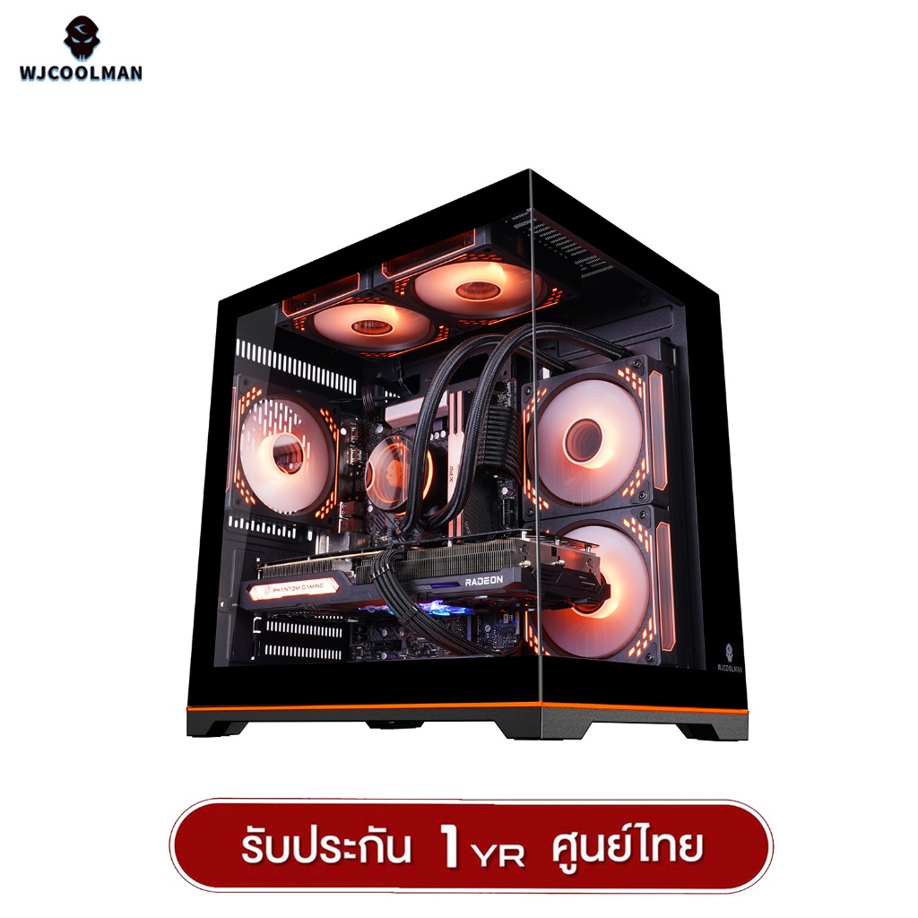 เคสคอมพิวเเตอร์ (No FAN) (AIO240) WJCOOLMAN NightDancer Mini RGB MATX Panorama Tempered Gaming Case 