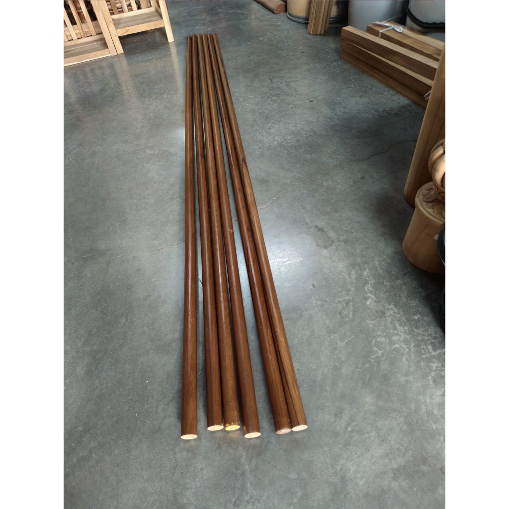 ราวผ้าม่านไม้สัก รางม่าน ระแนงกลม งานDIY กลม 1 นิ้ว ยาว​ รูปที่ 4