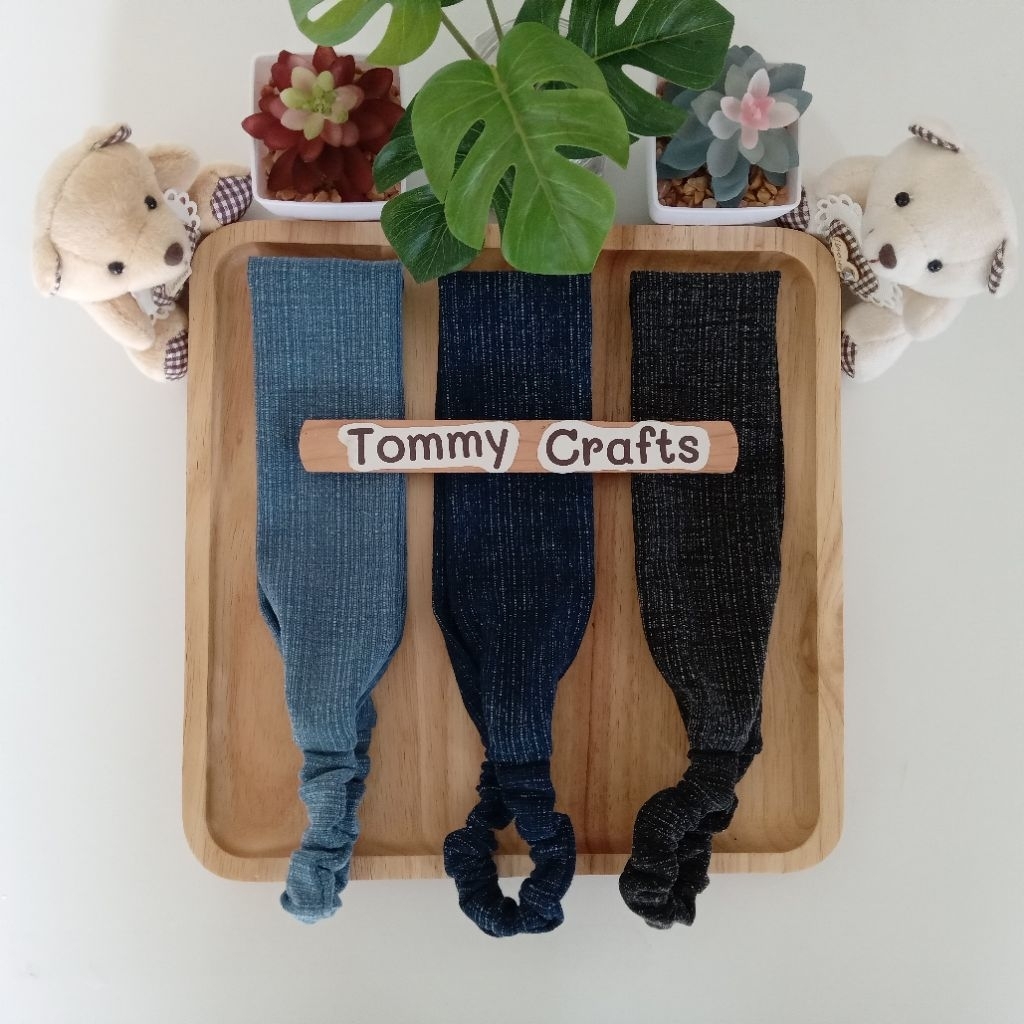 Tommy Crafts ผ้าคาดผมแบบเรียบ ผ้าฝ้ายชินมัยสโตนวอช สีใหม่สวยๆ เก๋ๆ Stonewashed cotton Headbands