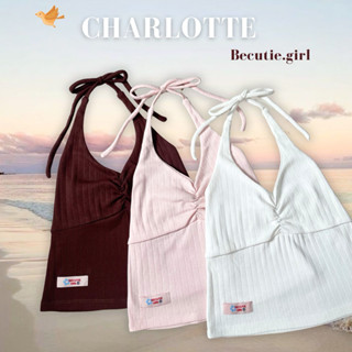 BECUTIE.GIRL • Charlotte top เสื้อสายเดี่ยวผูกคอ เสื้อคล้องค…