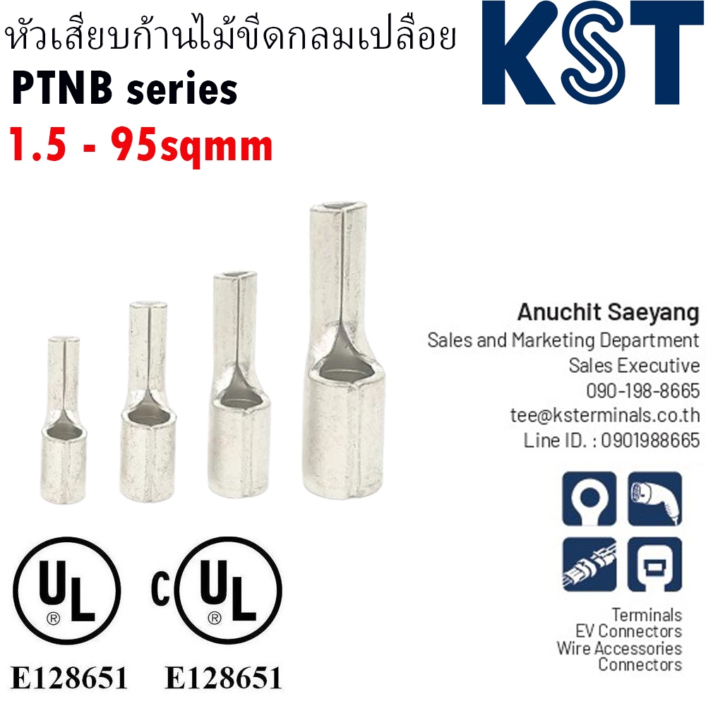 KST หัวเสียบก้านไม้ขีดกลมเปลือย 0.5sqmm - 95sqmm PTNB