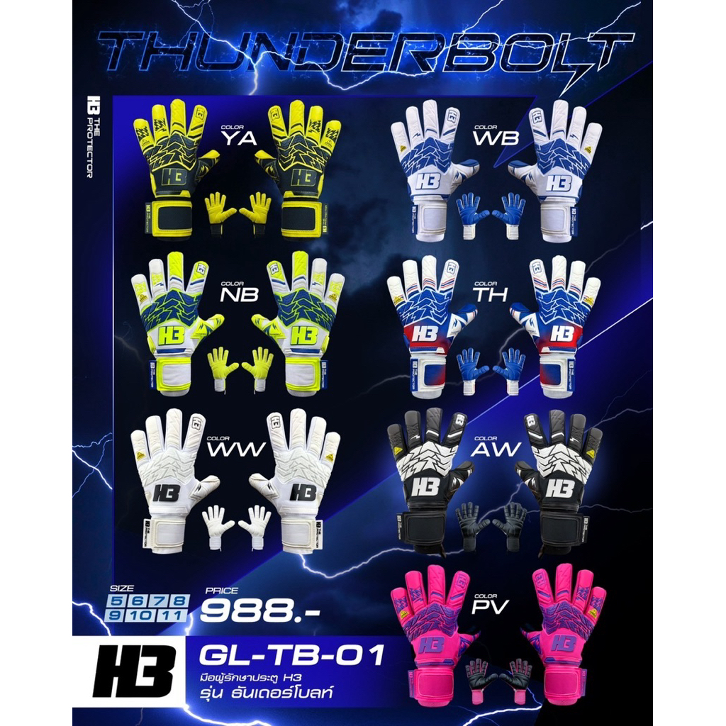 ถุงมือผู้รักษาประตูH3 Thunder bolt2025