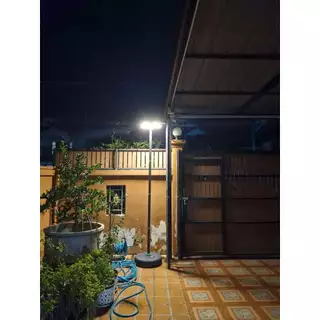 โคมไฟสนาม UFO แถมเสาแบบฐานเติมน้ำ สูง2.5 เมตร โคมไฟใหญ่ 42 ซม. สว่างยันเช้า ของแท้ ประกัน 1 ปี