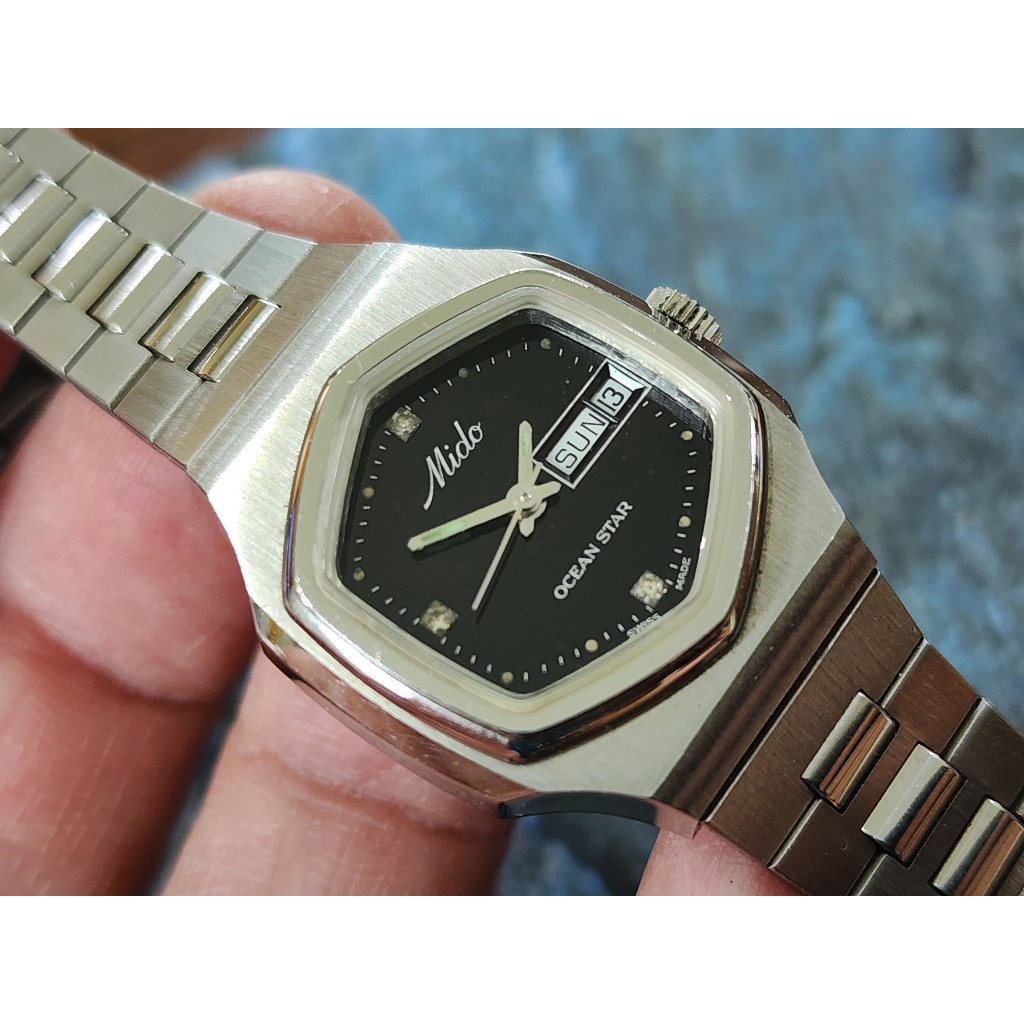 นาฬิกา Swiss-made Mido Ocean star Automatic Ladys (มือสองสภาพดี) เรือนสีเงิน