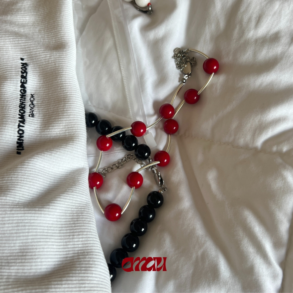 EMAU- Cherry Gummy the Elegant Red Necklace สร้อยหินสีแดงทึบสลับ ราคา ถูกที่สุด ดีลบีเคเค แกลเลอรีภาพที่ 5
