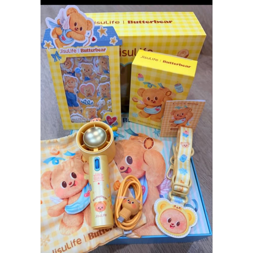 มีทุกแบบ (มือ1 ทุกชิ้น) jisulife x butterbear พรีเมี่ยมในเซตพัดลมมือถือ (แบ่งขาย)