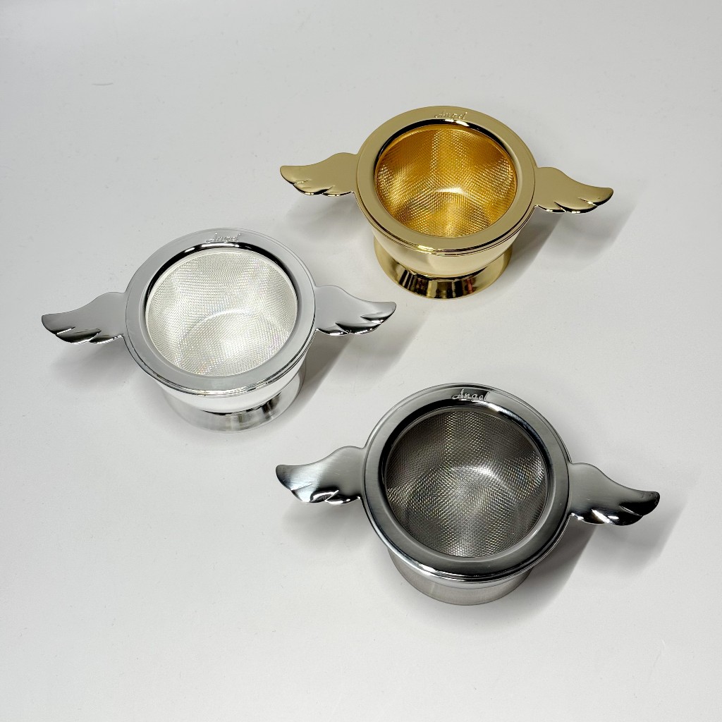 ที่กรองชานางฟ้า ติดปีกบิน พร้อมแท่นวาง Angel Tea Strainer Stainless Steel