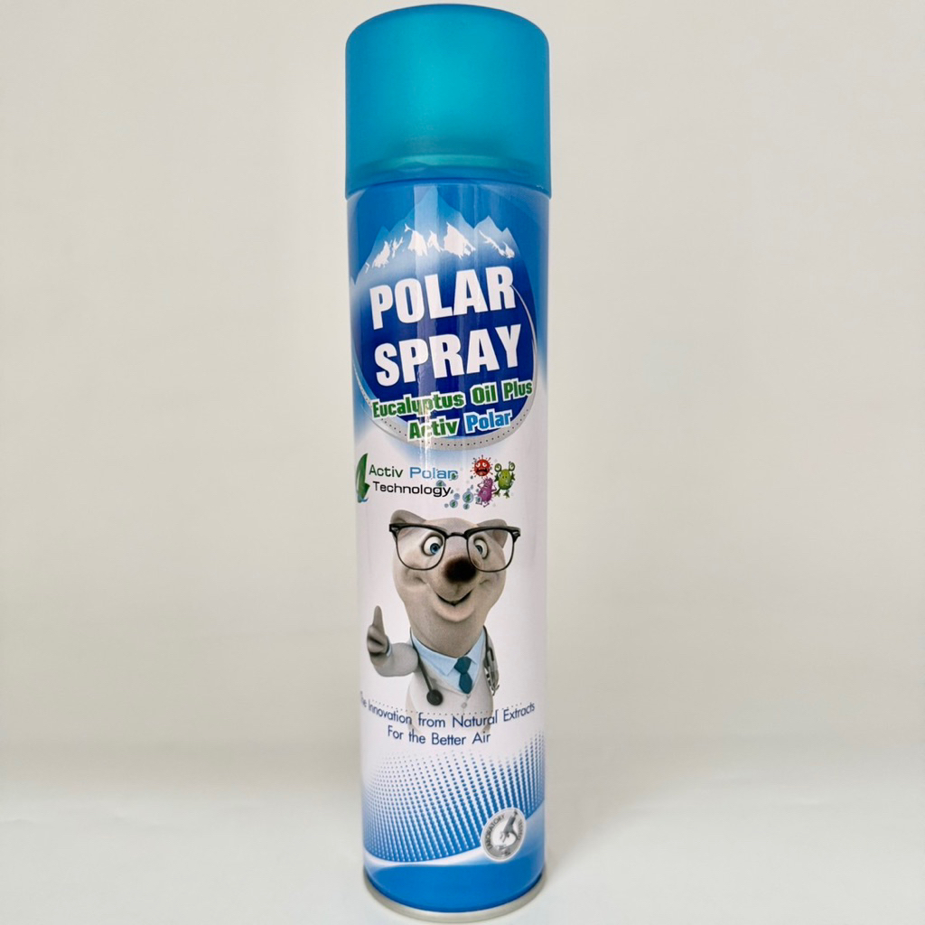 (กระป๋องฟ้า) Polar Spray (280ml) โพล่าร์ สเปรย์ ปรับอากาศ ผสมแอคทีฟโพล่าร์ กลิ่นยูคาลิปตัส
