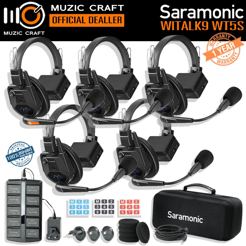 Saramonic WiTalk9 WT5S *ของแท้รับประกัน 1ปี* Full-duplex Wireless Intercom Headset System, หูฟังไร้ส