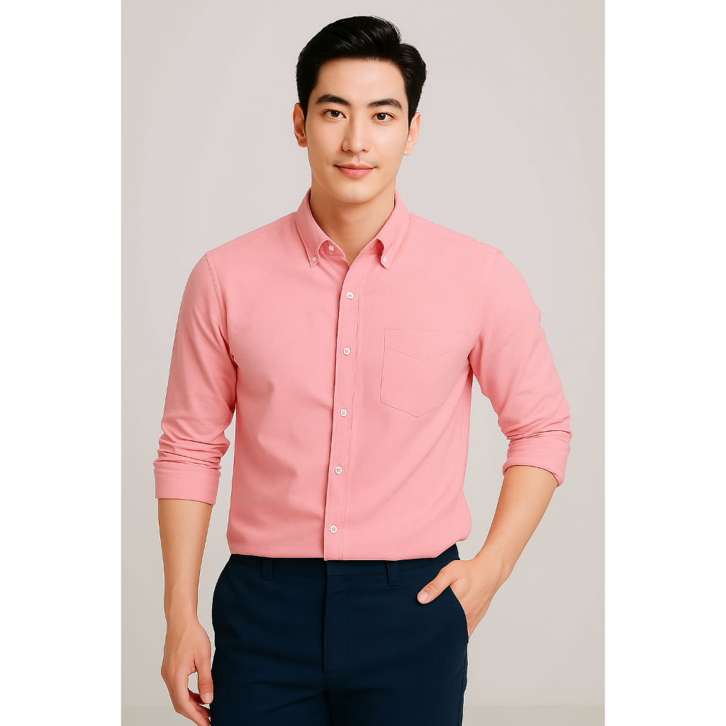 UrbanSNAPS “WEEKDAY SHIRT” Oxford Slimfit Long-Sleeve Pink (เสื้อเชิ้ตแขนยาว สีชมพู) รหัส M-SH026PK