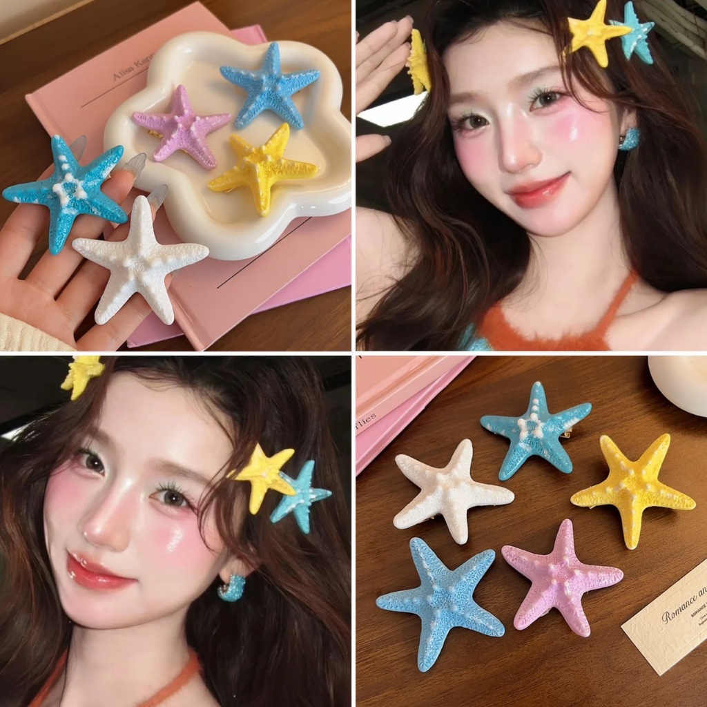 พร้อมส่ง! ราคา/คู่ กิ๊บติดผมปลาดาวทะเลหลากสี สไตล์ Y2K สีสันสดใสน่ารัก ผมไม่หักงอ หนีบแน่น เกรดพรีเมียม เนื้องานเกาหลี