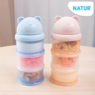 [NEW] NATUR เนเจอร์ กระปุกแบ่งนมผง กระปุกใส่นม ที่แบ่งนมผง 3 ชั้น หัวหมี