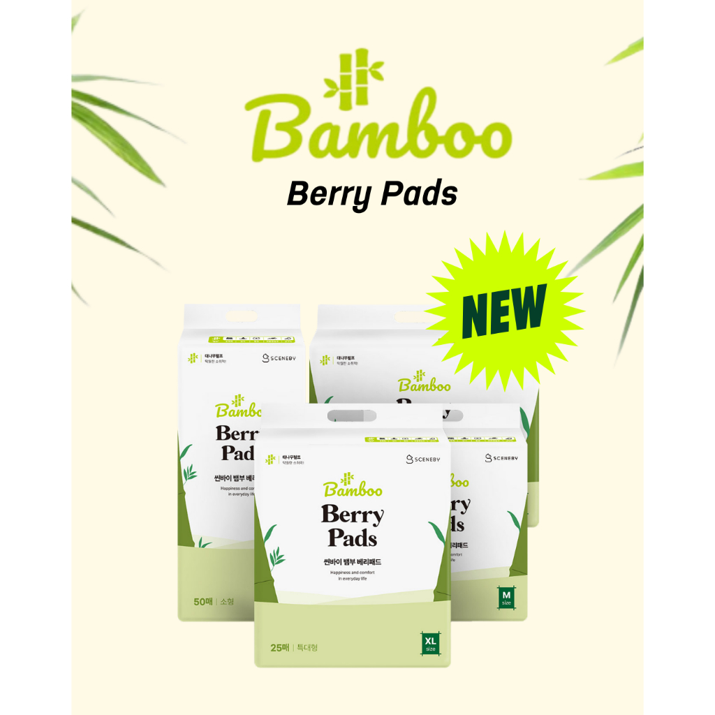Sceneby Bamboo Berry Pad แผ่นรองซับปัสสาวะสุนัขพร้อมเทปกันลื่น จากไผ่ธรรมชาติ นำเข้าจากเกาหลี