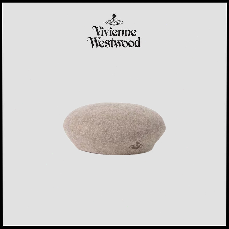【Vivienne Westwood】  หมวกเบเร่ต์ งานปัก ดาวเสาร์ งานปักดาวเสาร์ ขนสัตว์ ป่า หมวก