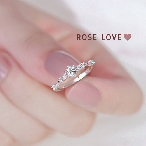 MEET แหวนเงินแท้ Rose Love แหวนผู้หญิง แหวนเงินแท้ แหวนปรับขนาดได้ แหวนเรียบหรู แหวนแฟชั่น แหวนเพชร