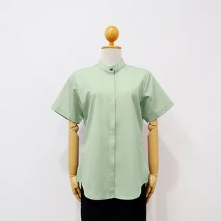 เสื้อเชิ้ตคอจีนผู้หญิง เสื้อแขนสั้น เชิ้ตคอจีน มินิมอล ใส่ทำงาน ประชุม ผ้าคอตตอนอย่างดี เสื้อสวย