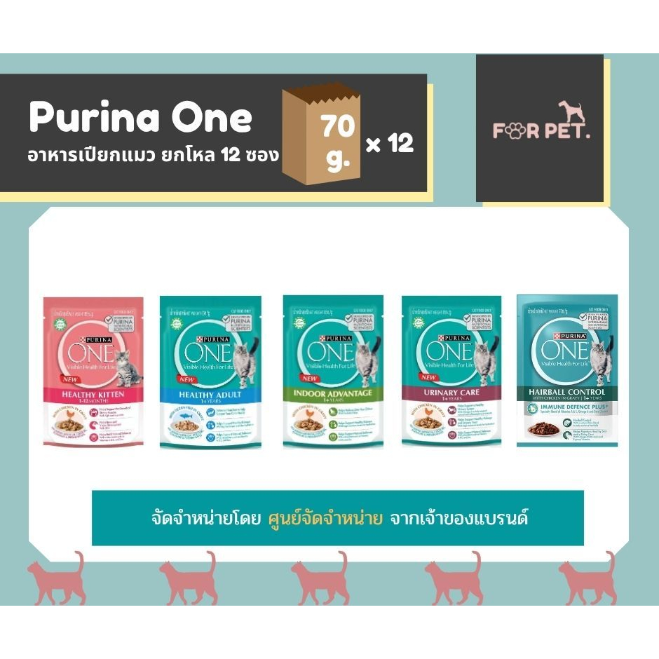 PURINA ONE เพียวริน่า วัน อาหารเปียก 70 กรัม ยกโหล 12ซอง