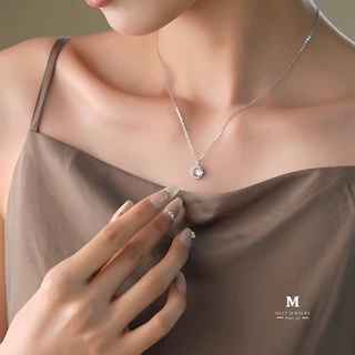 MEET💕พร้อมส่ง สร้อยเงิน Moon Zircon สร้อยจี้เพชร สร้อยแฟชั่น สไตล์เกาหลี สร้อยคอเงินแท้ สร้อยคอเงิน